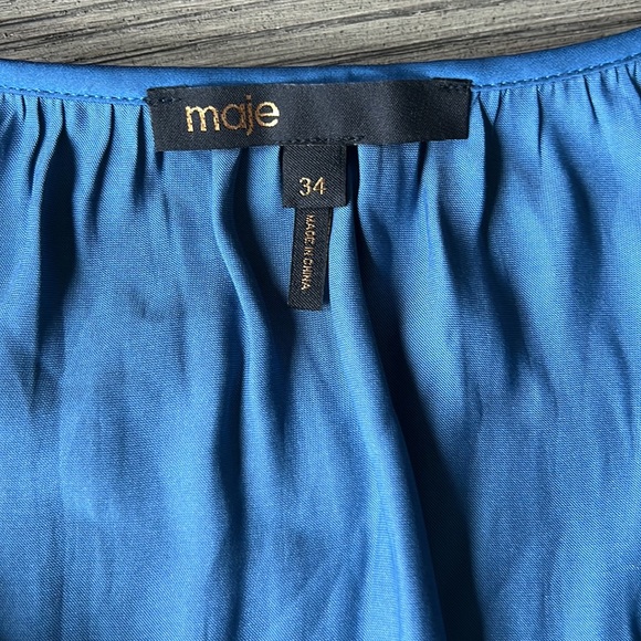 Maje Riannette Satin Maxi Dress in Blue sz 2 415$ - Picture 11 of 14